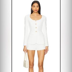 Amanda Uprichard Kya Long Sleeve Romper in Ivory
